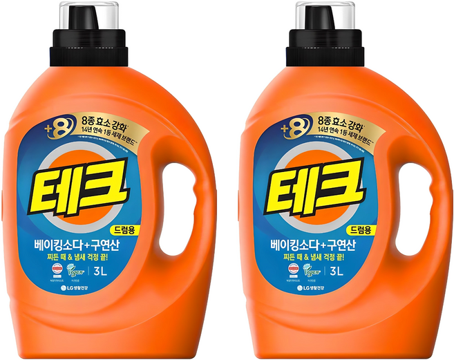 테크 베이킹소다 플러스 구연산 실내건조 드럼용 액체세제 본품, 2개, 3L