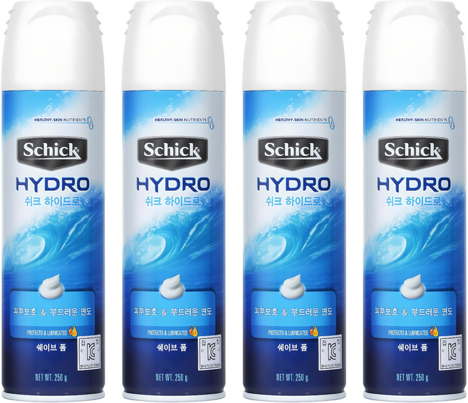 쉬크 하이드로 쉐이빙 폼, 250g, 4개