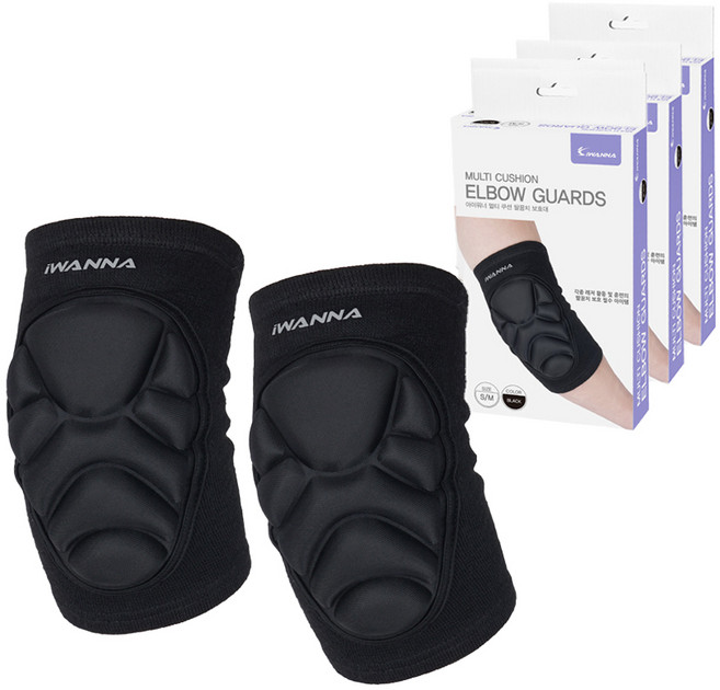 아이워너 멀티 다용도 쿠션 팔꿈치 보호대 2p, 3개, 블랙