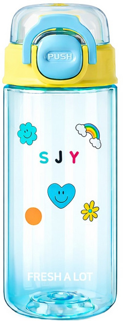 프레쉬어랏 푸시팝 트라이탄 투웨이 원터치 물병, 1개, 450ml, 블루