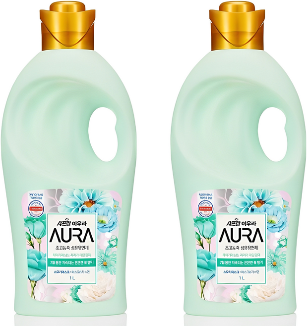 아우라 초고농축 섬유유연제 스모키머스크 자스민 향, 1L, 2개