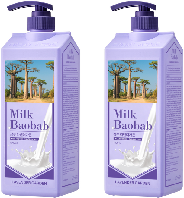 밀크바오밥 샴푸 라벤더가든향, 1L, 2개