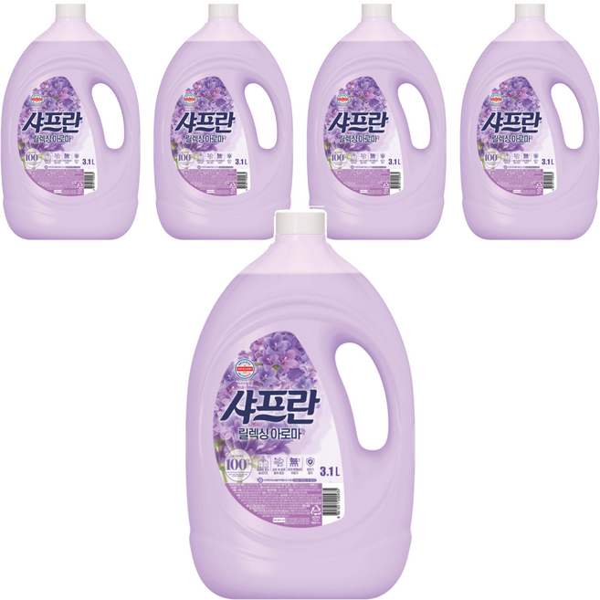 샤프란 섬유유연제 릴렉싱아로마, 3.1L, 5개