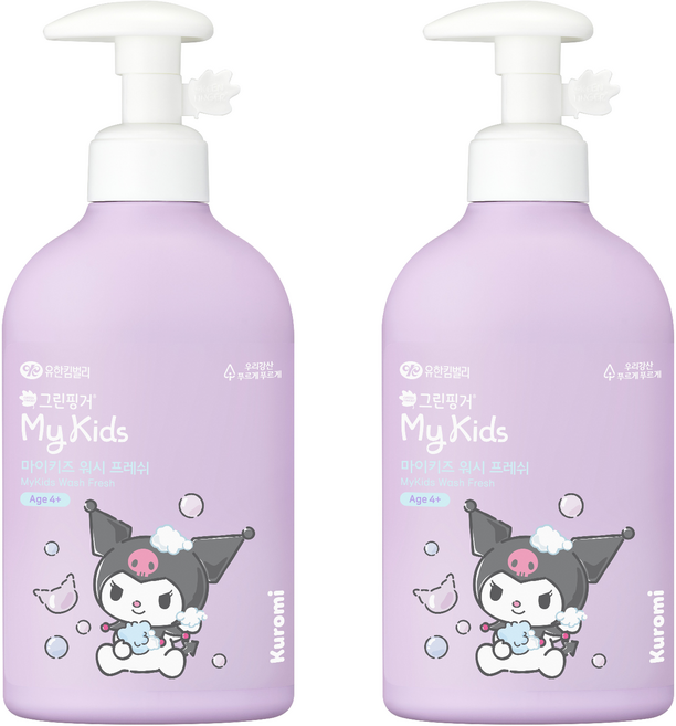 그린핑거 마이키즈 프레쉬 산리오 쿠로미 키즈 바디워시 그린향, 320ml, 2개