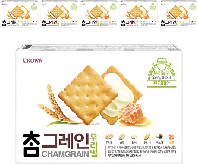 크라운 참그레인 우리밀, 192g, 6개