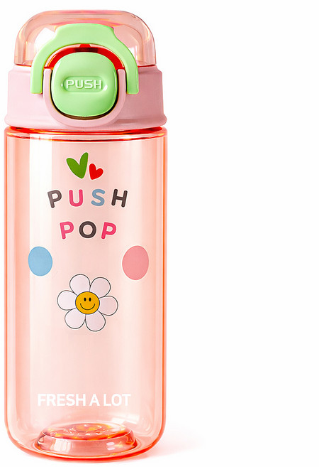 프레쉬어랏 푸시팝 트라이탄 투웨이 원터치 물병, 1개, 450ml, 핑크