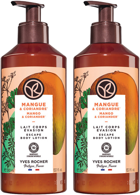 YVES ROCHER 伊夫黎雪 Escape身體乳 芒果芫荽香, 390ml, 2瓶