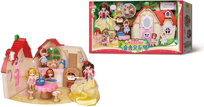 미미 백설공주미미 사과파이 굽는 숲속오두막 인형집, 혼합색상, 1세트