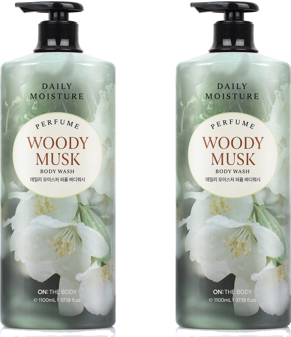 온더바디 데일리 모이스처 퍼퓸 바디워시 우디 머스크향, 1.1L, 2개