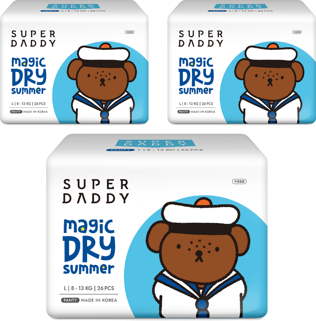 슈퍼대디 썸머 매직드라이 팬티형 기저귀 남여공용, 대형(L), 78매