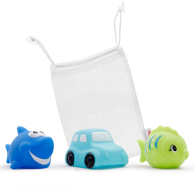 예꼬맘 LED A세트 목욕놀이 완구 3종 + 그물망, 열대어(그린) + 상어(블루) + 자동차(블루), 1세트