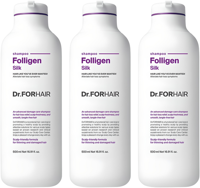 닥터포헤어 손상모케어 탈모증상완화 폴리젠 실크 샴푸, 500ml, 3개