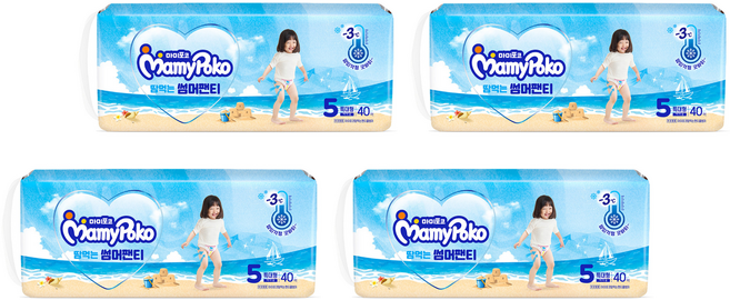마미포코 땀먹는 썸머팬티 기저귀 여아용, 5단계, 160매