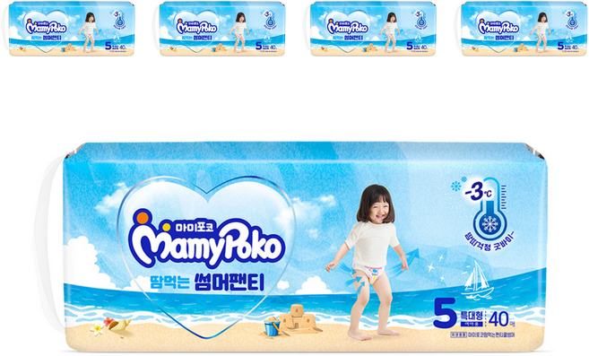 마미포코 땀먹는 썸머팬티 기저귀 여아용, 5단계, 200매