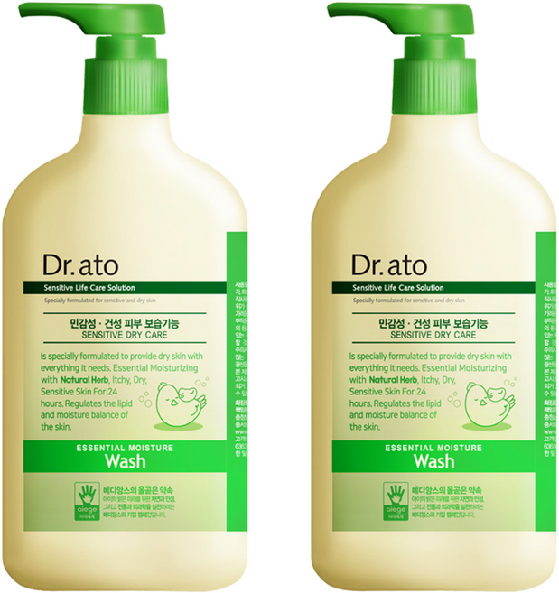 닥터아토 에센셜 모이스춰 워시 유아페이셜클렌져 마일드향, 500ml, 2개