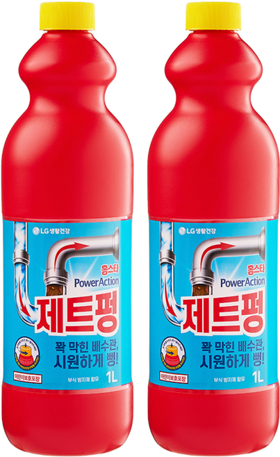 홈스타 파워액션 제트펑 배수구세정제, 1L, 2개