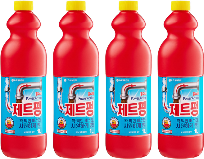 홈스타 파워액션 제트펑 배수구세정제, 1L, 4개