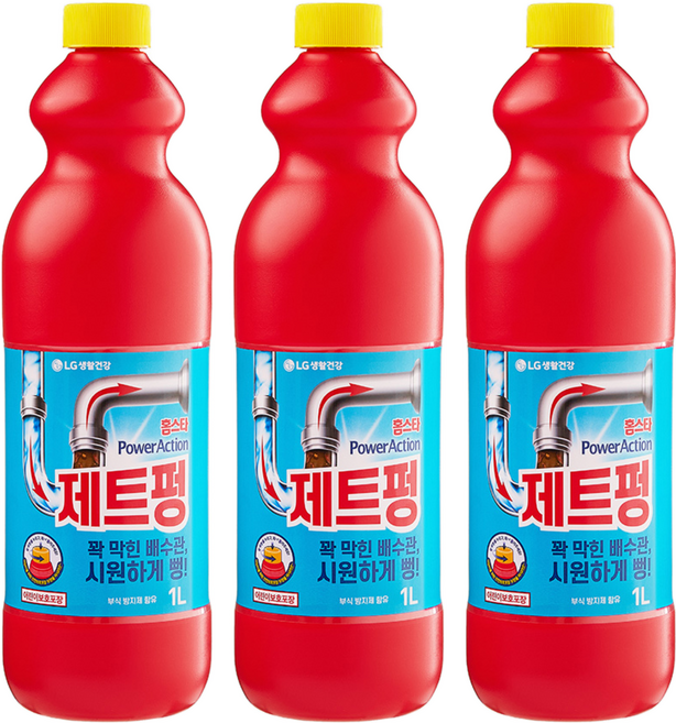 홈스타 파워액션 제트펑 배수구세정제, 1L, 3개