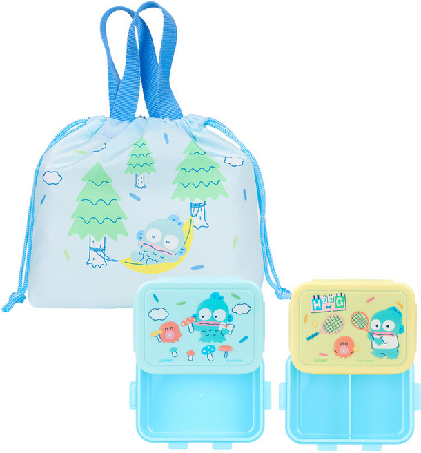 릴팡 아동용 산리오 콤팩트 2단 도시락 파우치세트 한교동, 혼합색상, 1세트