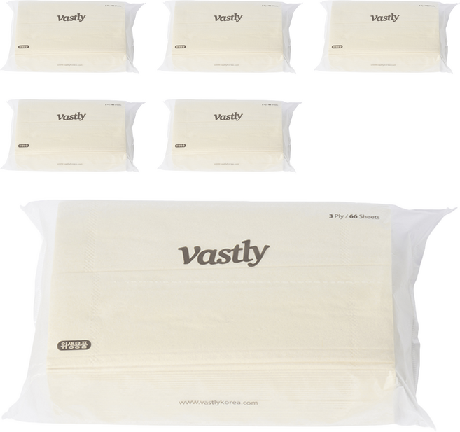 바스틀리 페이셜티슈 리필 3겹, 66개입, 6개