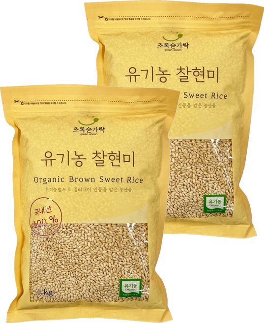 초록숟가락 유기농 찰현미, 1kg, 2개