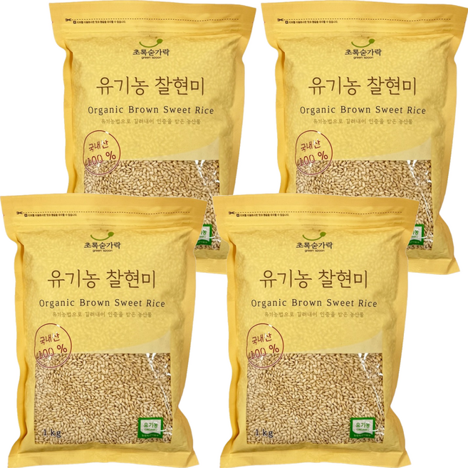 초록숟가락 유기농 찰현미, 1kg, 4개