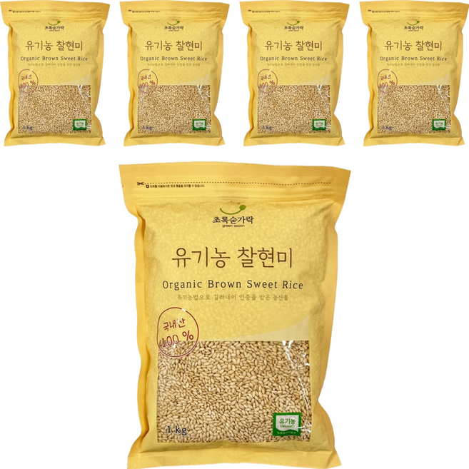 초록숟가락 유기농 찰현미, 1kg, 5개