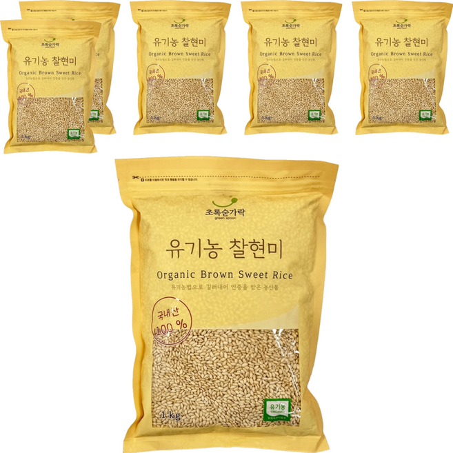 초록숟가락 유기농 찰현미, 1kg, 6개