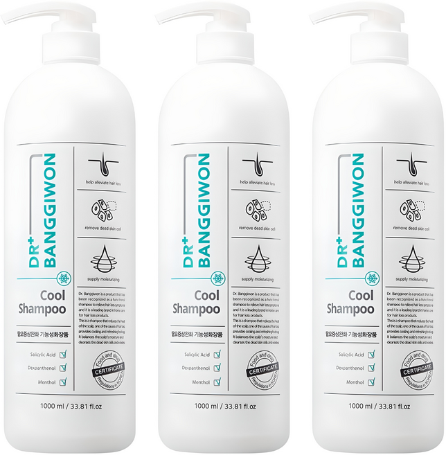 닥터방기원 쿨 탈모 샴푸, 1L, 3개