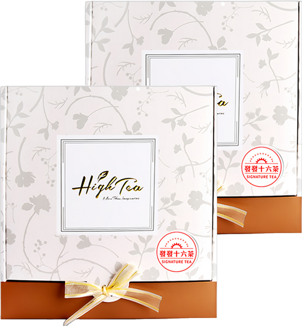 High Tea 伂橙 發發十六茶禮盒, 2個, 南非國寶茶+百香菊國寶茶+南非綠國寶茶+焦糖蘋果風味國寶茶+黑豆穀物茶+洋甘菊薄荷茶+舒活紫蘇草本茶+黃金蕎麥茶+女兒紅茶+黃金蕎麥綠茶+焙香烏龍茶+清香烏龍茶+夏綠蒂花果精靈紅茶(花果風味)+金麥蜂釀香綠茶+蘋果洋甘菊綠茶+白桃烏龍綠茶