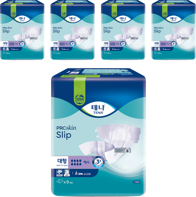 테나 맥시 오버나이트 성인기저귀 남녀공용, 대형, 9개입, 5개