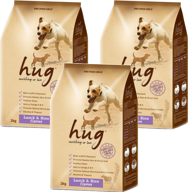 hug 哈格 狗乾糧 羊肉+米風味, 羊肉+米, 2kg, 3袋