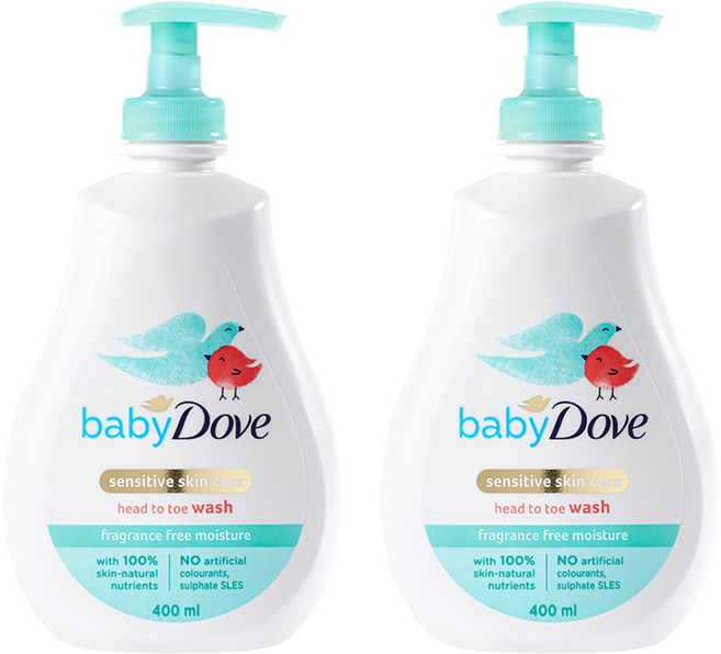 베이비도브 유아용 바디워시 프래그런스 프리, 400ml, 2개