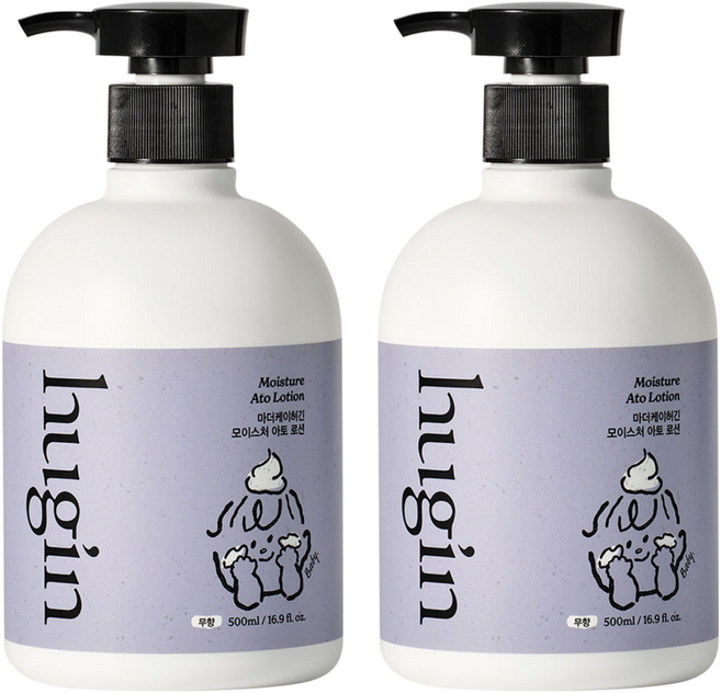 마더케이 허긴 모이스처 아토 대용량 유아용 로션 무향, 500ml, 2개