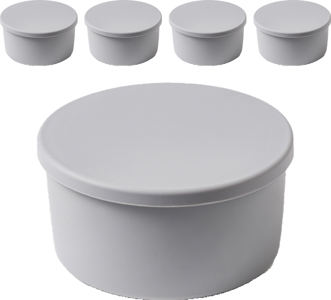 키친팩토리 파스텔 실리콘 원형 밀폐용기 그레이, 5개, 500ml