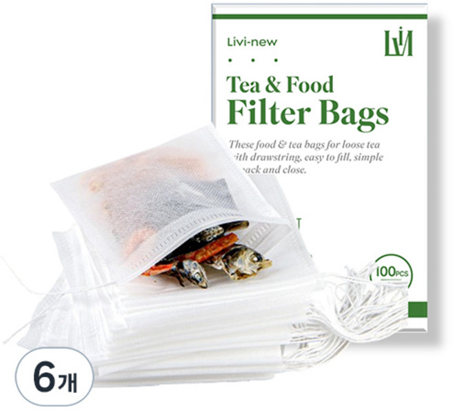 리비뉴 국물 육수용 일회용 다시백, 중(M), 100개입, 6개