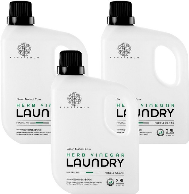 아이너바움 허브식초 대용량 아기세제 무향 2.8L, 3개