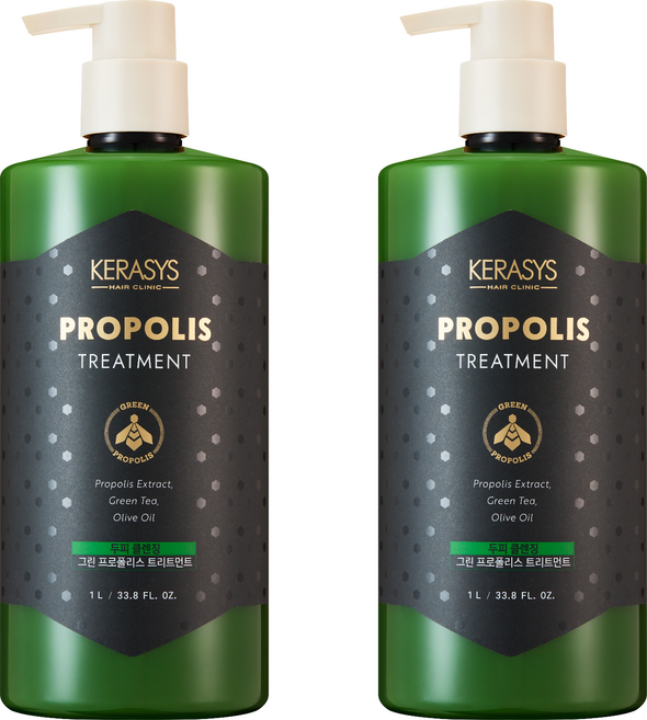 KERASYS 蜂膠活力光澤潤髮乳 綠蜂膠頭皮清爽款, 2個, 1L
