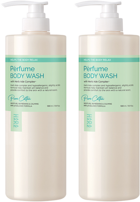 하라즈 퍼퓸 바디워시 퓨어코튼향, 1L, 2개