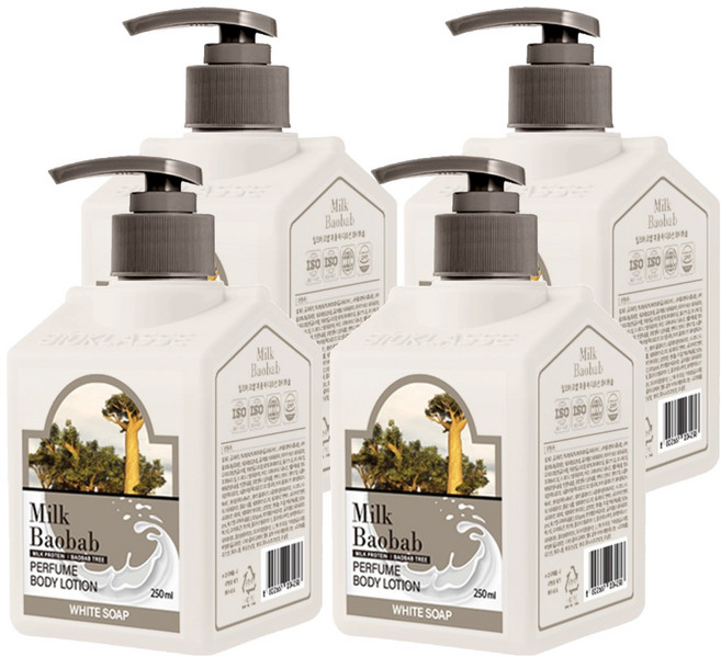 밀크바오밥 퍼퓸 바디로션 화이트솝, 250ml, 4개