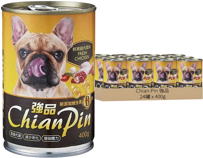 Chian Pin 強品 犬餐罐, 鮮嫩雞肉, 400g, 24罐