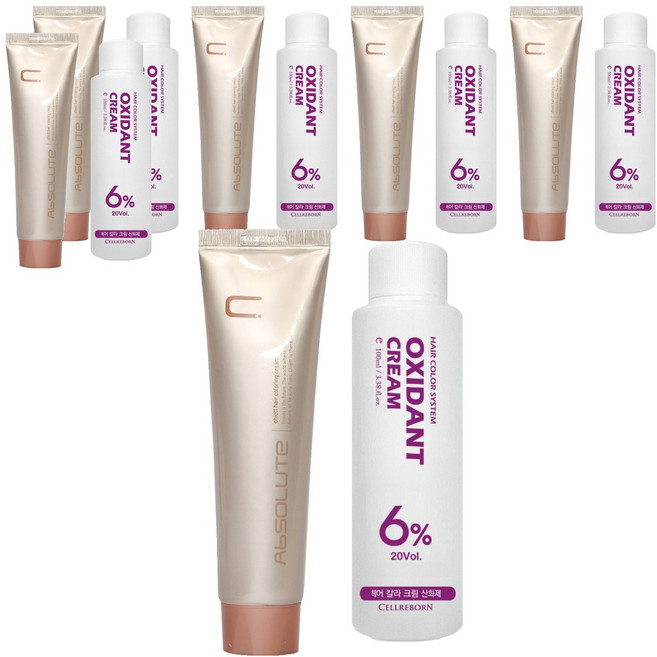 에비뉴쉬에뜨 앱솔루트 컬러링 크림 염색제 120g + 산화제 100ml, 흑색, 6세트