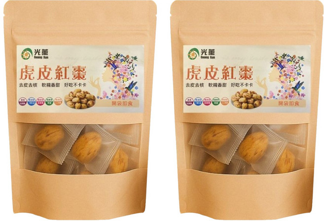光薰牌 去皮去核虎皮紅棗, 2包, 100g