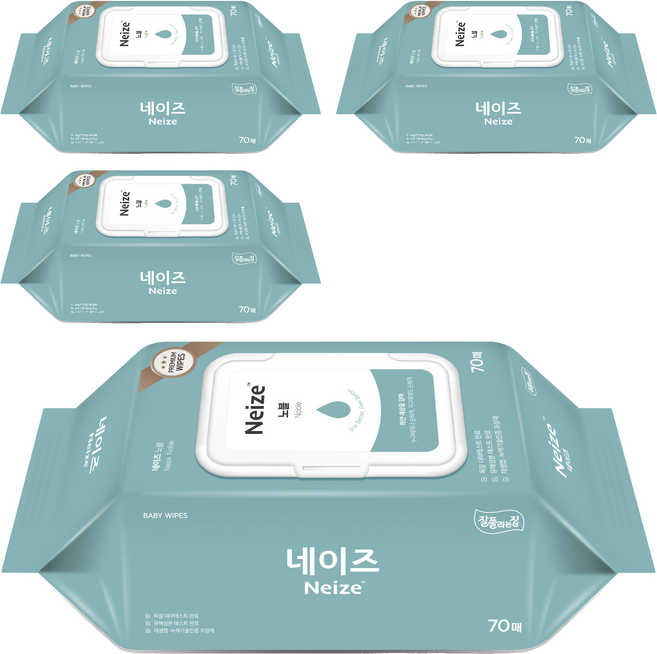 네이즈 노블 물티슈 캡형, 70매, 4세트