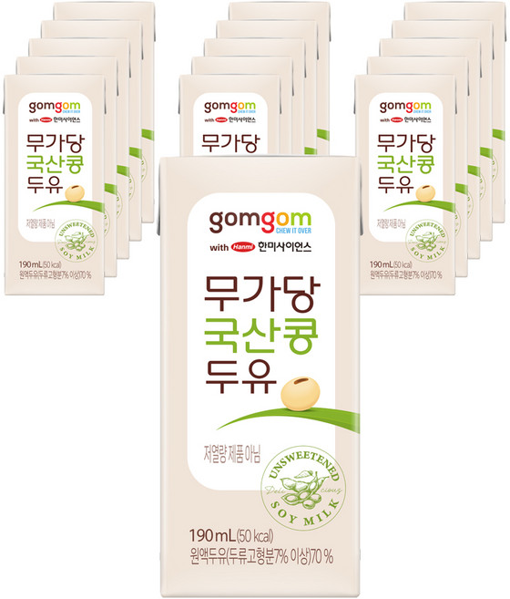 곰곰 무가당 국산콩 두유, 16개, 190ml