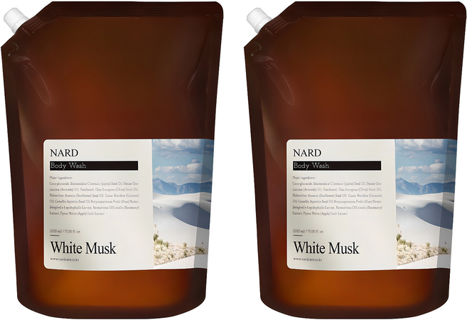 나드 리프레쉬 퍼퓸드 바디워시 화이트머스크향 리필, 2.1L, 2개