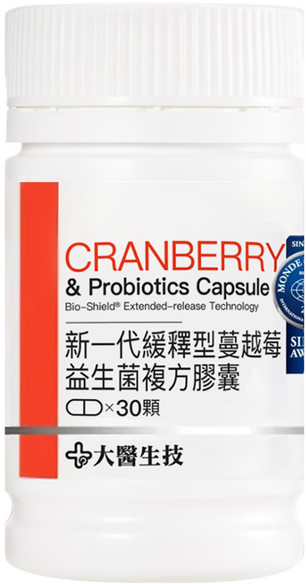 大醫生技 蔓越莓益生菌複方膠囊, 30顆, 1罐