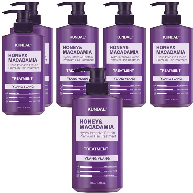 쿤달 허니 앤드 마카다미아 헤어 트리트먼트 일랑일랑향, 500ml, 6개