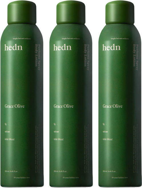 hedn 퍼퓸 스프레이 바디로션 그레이스 올리브, 250ml, 3개