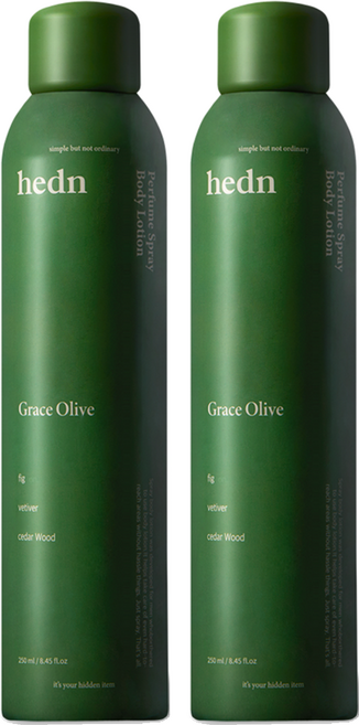 hedn 퍼퓸 스프레이 바디로션 그레이스 올리브, 250ml, 2개
